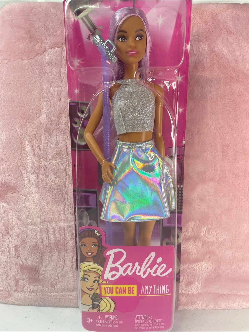 Barbie Holographic Silver Outfit Doll with Pink Packaging